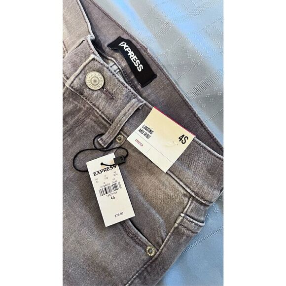 EXPRESS ANKLE JEAN LEGGINGS MID RISE SKINNY GRAY SZ 4 NEW ($79) - Picture 3 of 13